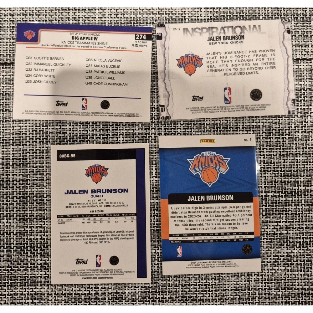 Jalen Brunson 10 Card Lot Topps And Panini Raywave Diamante My House Refractors